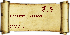 Boczkó Vilmos névjegykártya